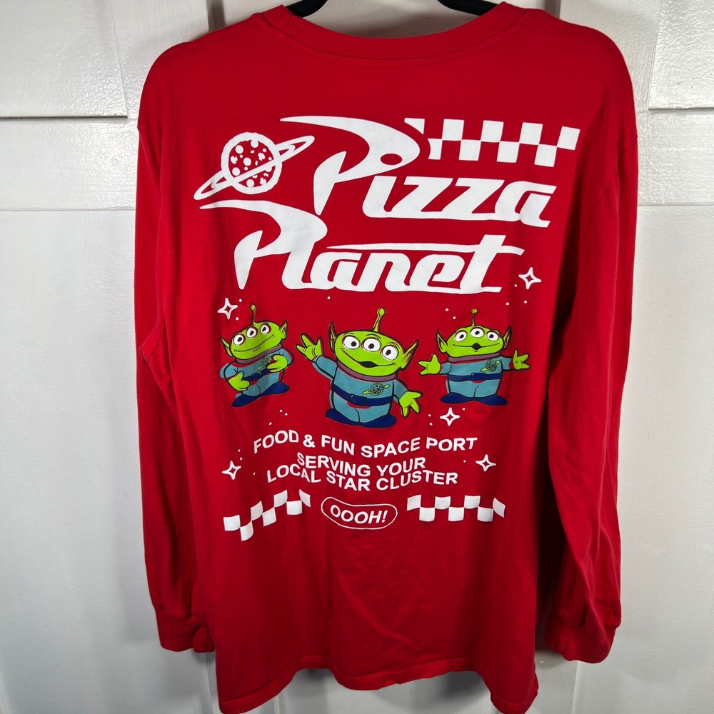 Disney Pixar Toy Story Pizza Planet Alien Long Sleeve Graphic Tee Red 2X